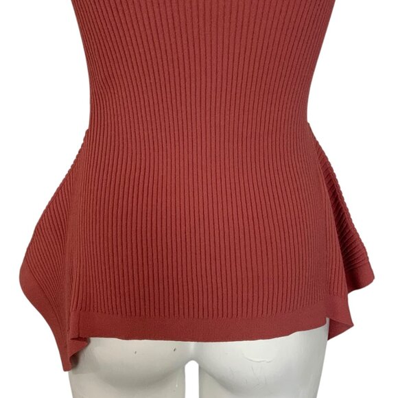 Cinq A Sept Ellen Knit Tank Top M Rosewood Handkerchief Ribbed - Picture 10 of 12